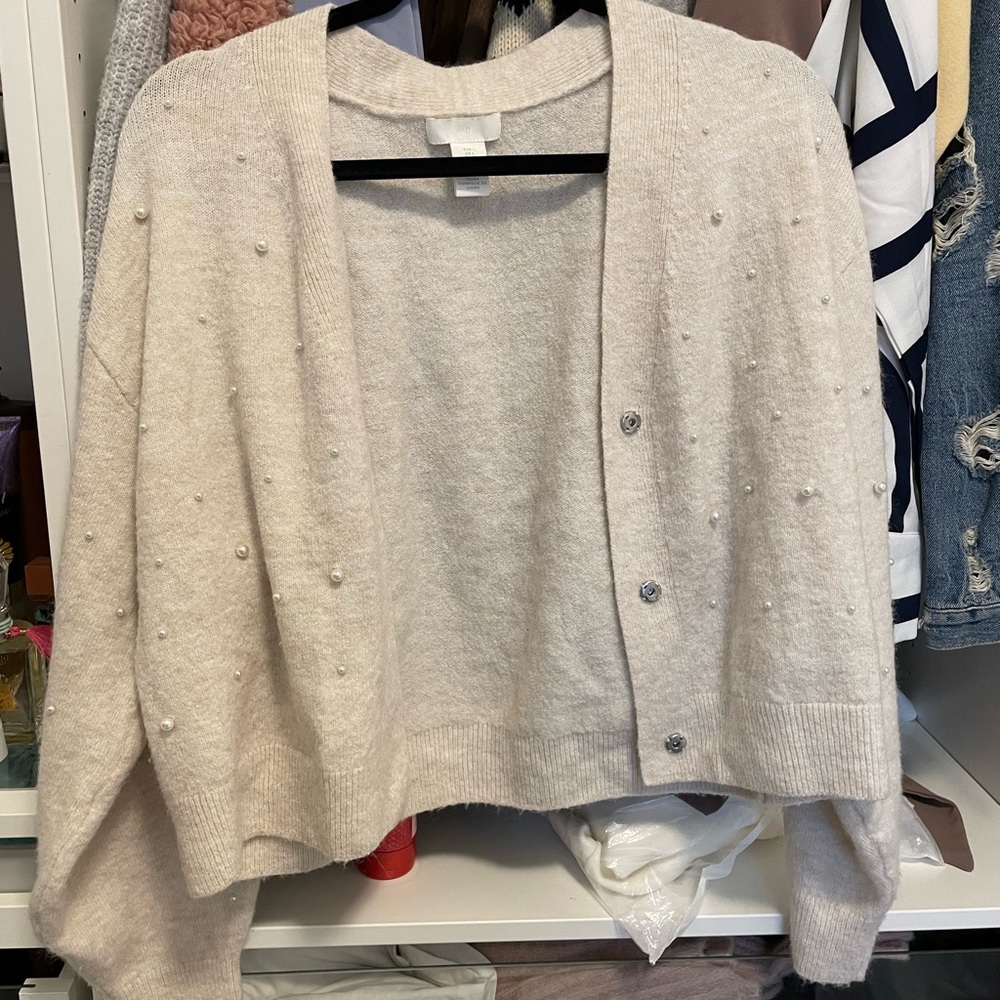 H&M Pearl Studded Cardigan